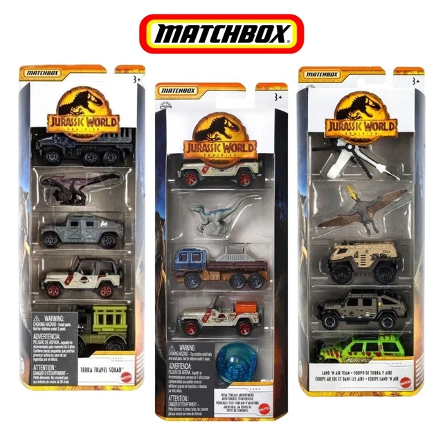 3 X MATCHBOX Jurassic World Dominion 5 Pack Bundle 15 Vehicles
