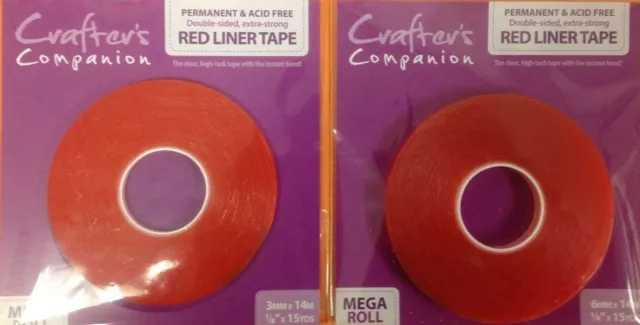 Crafters Companion Red Liner Tape 3mm x 10 Metres Extra Strong Double Sided  Tape