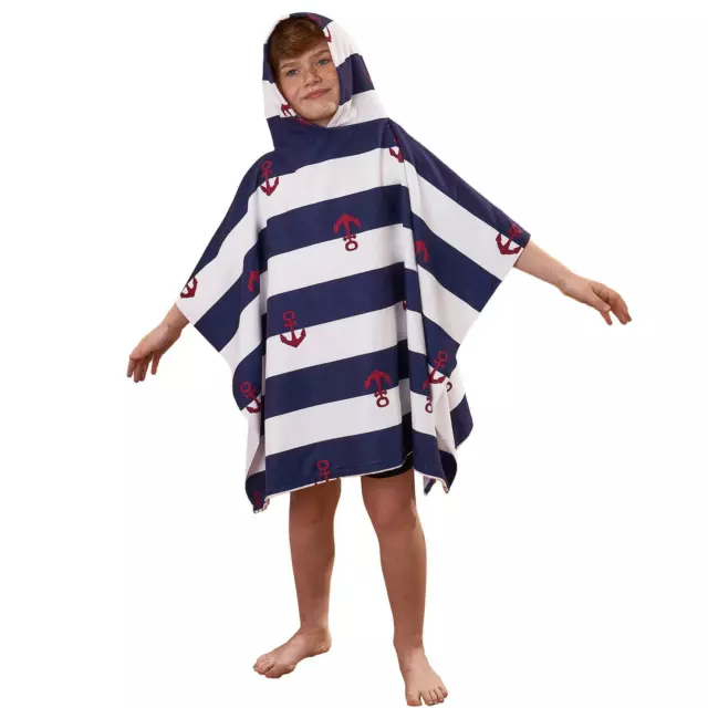 Dreamscene Anchor Hooded Poncho Towel Kids Swimming Changing Robe Beach Boy Girl