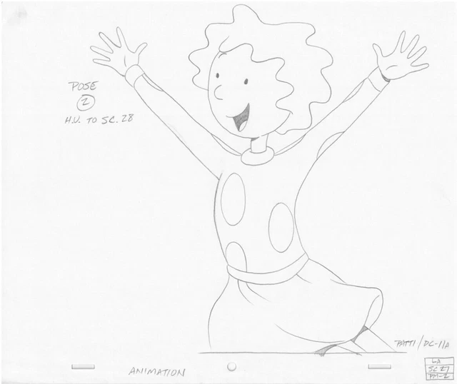 DOUG FUNNIE ORIGINAL 1990's Production Cel Drawing Nickelodeon