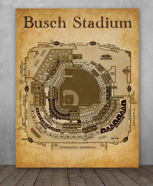 Busch Stadium of Missouri Seating Chart - Choose Unframed Poster or Canvas