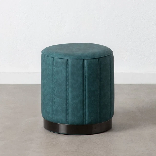 Puff blu scuro ecopelle 38x38x42 cm DMF