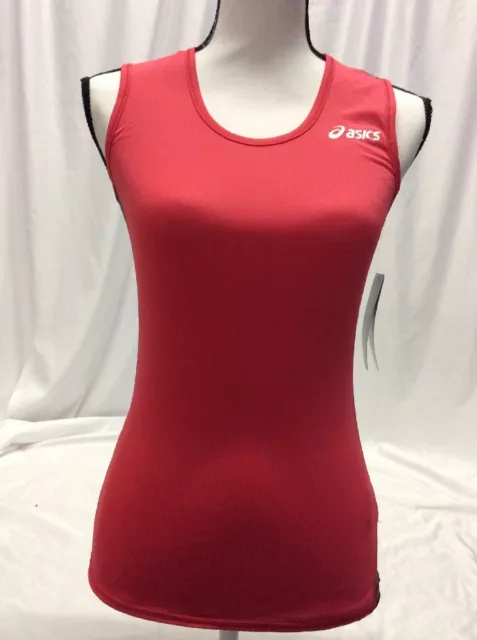 Asics MM TANK Women's Athletic Shirt, Black/ Red, Size XS, Retail $40