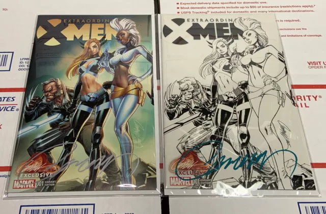 Extraordinary X-men 1 J. Scott Campbell Color & Sketch B&W Covers A & B SIGNED