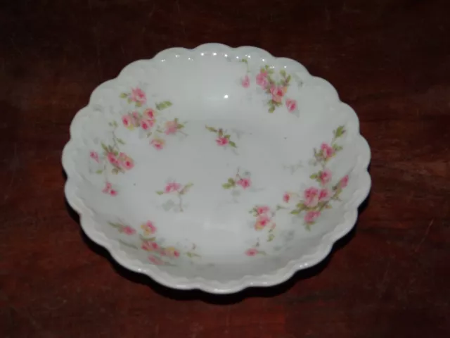 Theodore Haviland Pink Roses Floral Scalloped Small Dessert Bowl Limoges France