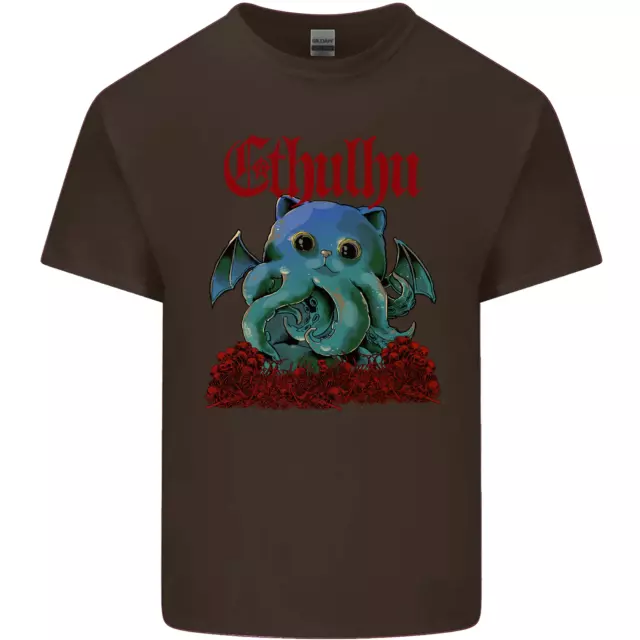 T-shirt top da uomo in cotone Cathulhu divertente gatto Cthulhu parodia Kraken 10