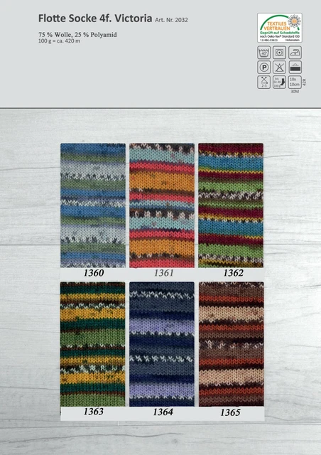 "Rellana Flotte Socke Victoria" 100g Sockenwolle Strumpfwolle 4fach mulesingfrei