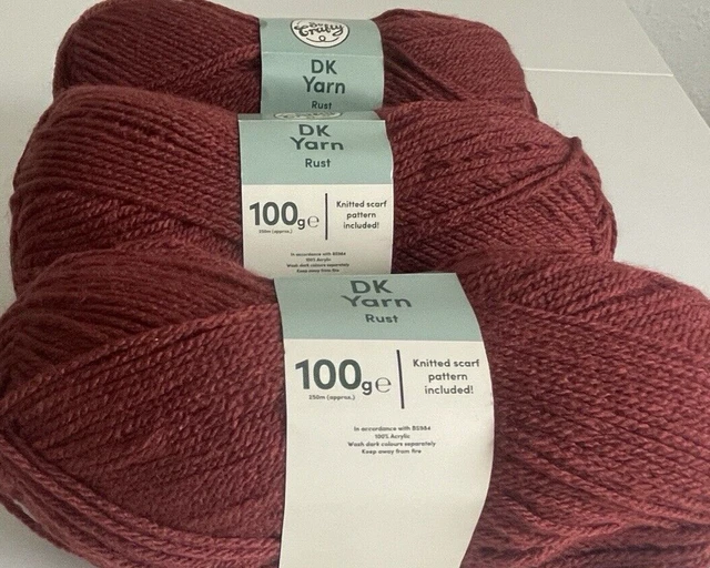 RUST BROWN SO Crafty 3 x 100g balls double knit yarn DK knitting wool