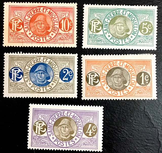 FRANKREICH FRANZÖSISCH St PIERRE & MIQUELON BRIEFMARKEN FISCHERN & FISCHEN 1910