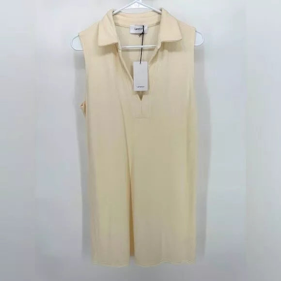 Lanston | NWT Women’s XS Cream Sleeveless Polo Tank Mini Dress Revolve