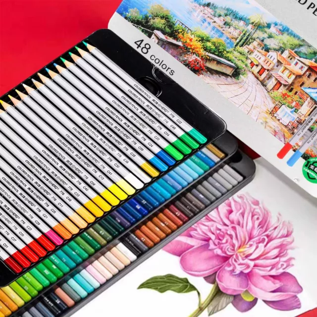 48 Colors Professional Oil Color Pencils Set Artist Drawing Sketching Painting 2