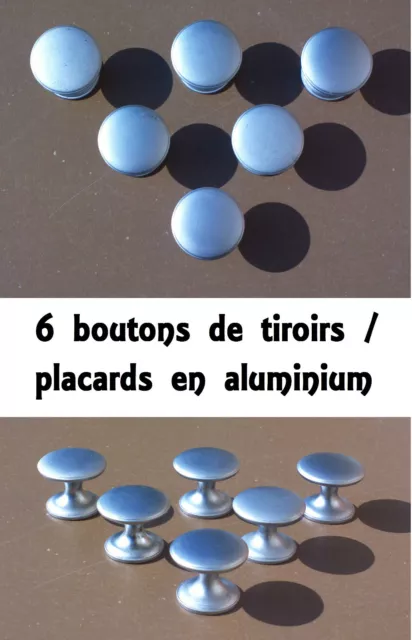 6 boutons tiroirs porte placards ALU poignées drawer knobs door handle cupboard
