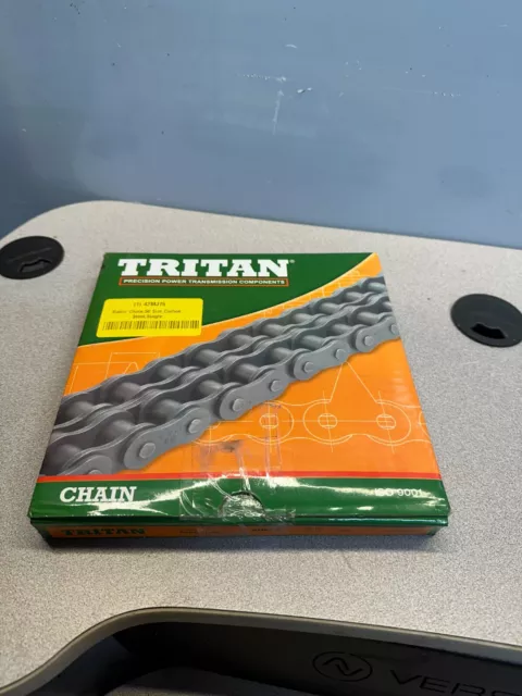 TRITAN 50-1R 10FT Roller Chain, Single Strand, Riveted, 5/8" Pitch X 3/8"
