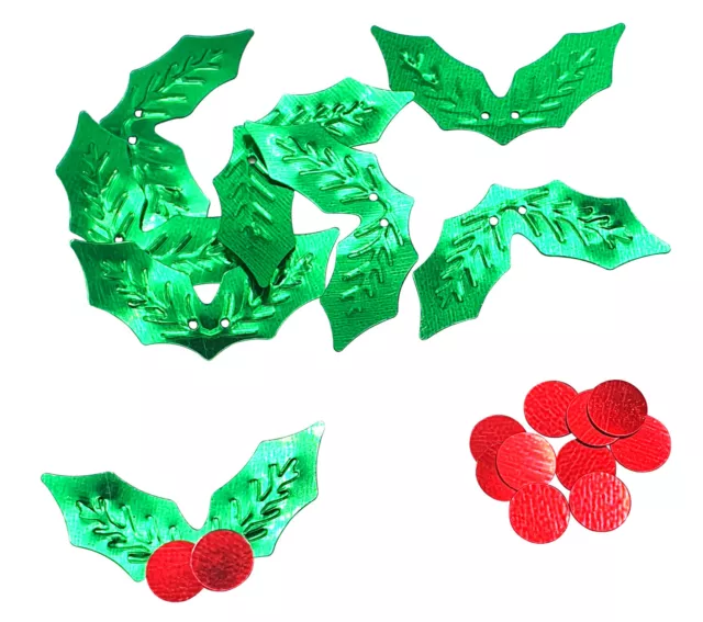Lentejuelas Hojas de Acebo 1,5 X 3CM 50 Gr