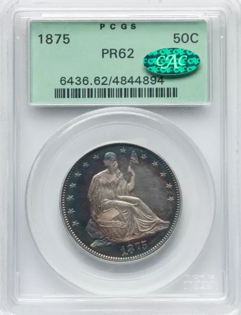 1875 Seated Lib Half Dollar - Pcgs Pr62 Cac - Gorgeous Cameo Apearance!