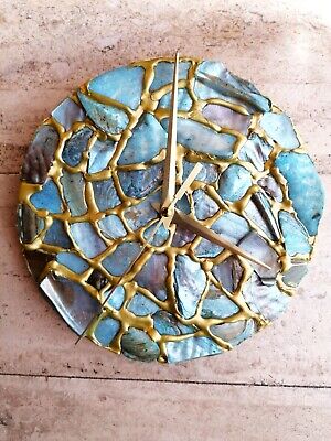 Orologio da parete mosaico madreperla blu crepe oro Mamiduda 20 cm