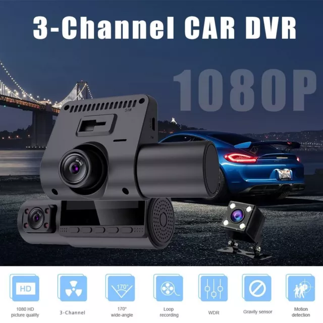 3-Len 3 Camera Car Video Recorder  Vehicle Dash Cam