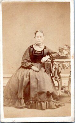 Philadelphia PA CDV Woman Portrait 1860s Civil War Era Grooms Hoop Skirt Photo
