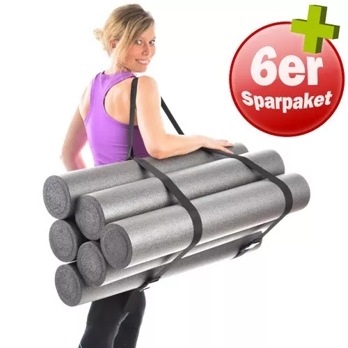 6er Set KAWANYO Pilatesrolle Faszienrolle Yoga Gymnastik Rolle 90 cm + Tragegurt