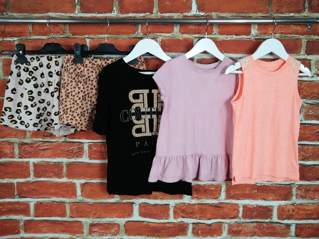 GIRLS BUNDLE AGE 5-6 YEARS NEXT RIVER ISLAND etc T-SHIRT LEOPARD SHORTS 116CM