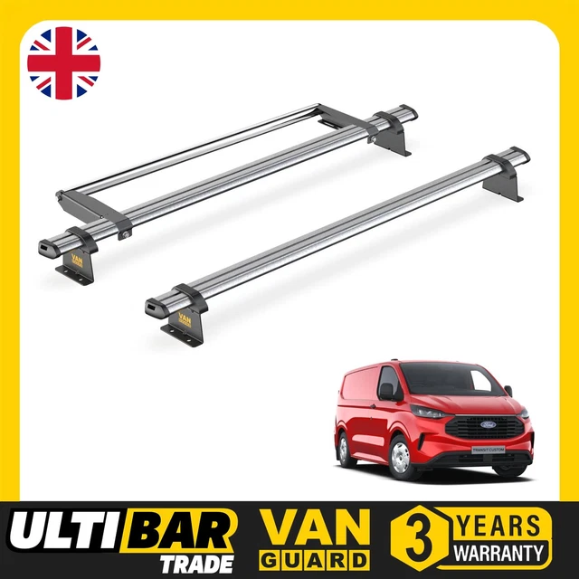 FORD TRANSIT CUSTOM Roof Rack for 2024+ Model 2 Bars + Roller Van Guard