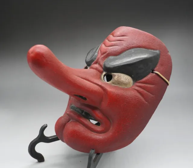 Japanese Pottery made Tengu Mask signed Seiryu / Japan antiques Asian antique XH