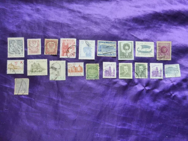 Poland Polska stamps 20 Timbres Pologne de 1924, 1938, 1944, 1952, 1970