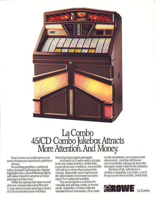La Combo Jukebox Flyer Model R-92 Rowe Original NOS Phonograph Artwork 1988