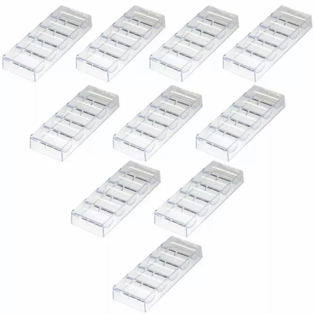 Set of 10 Clear Acrylic Poker Chip Rack Trays - Each Holds 100 Chips