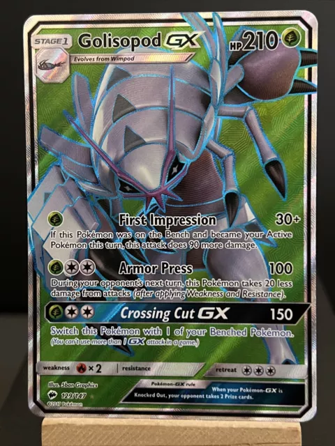 Pokemon card Golisopod GX 129/147 Burning Shadows Full Art Rare near mint