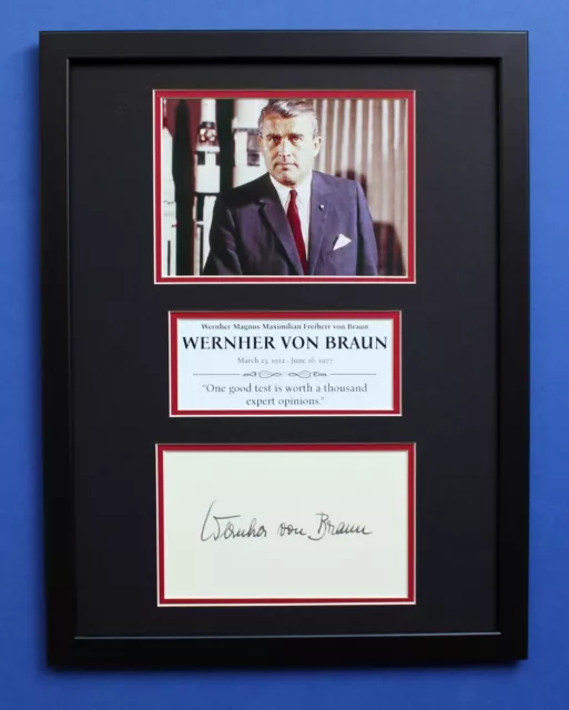 WERNHER VON BRAUN AUTOGRAPH framed artistic display Father of Rocket Science