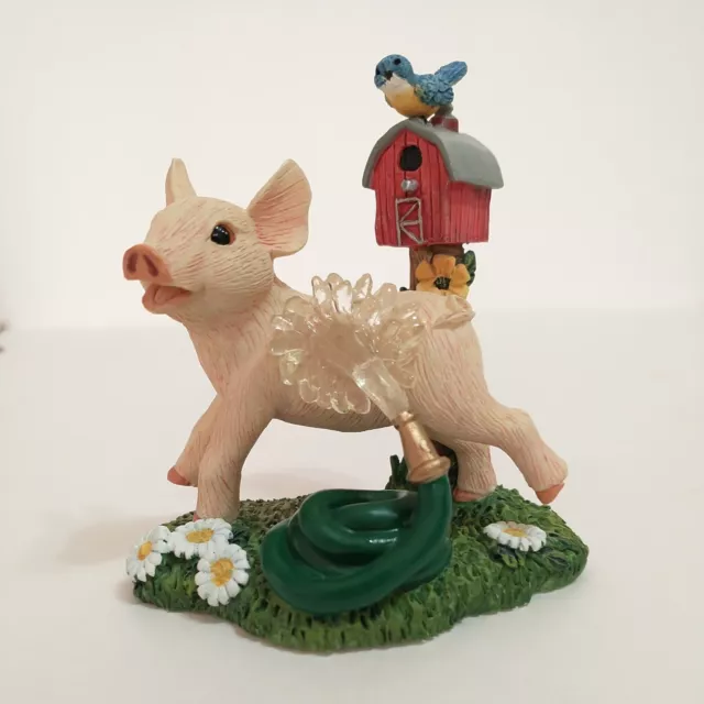 Hamilton Pig Farm Livin' Coll "Sprinkles Of Fun" Pig Bluebird Birdhouse Figurine