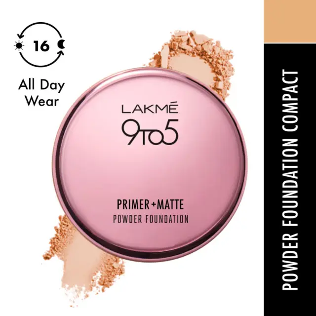 Lakme 9 to 5 Primer + Matte Powder Foundation Compact Ivory Cream 9gm Free Ship+