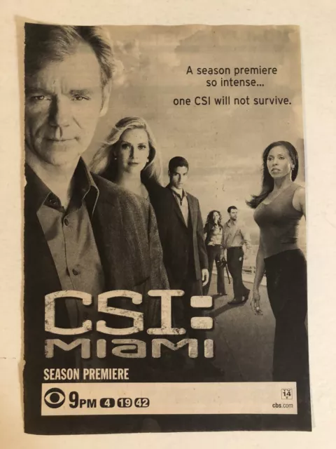 CSI Miami Tv Series Print Ad Vintage David Caruso Adam Rodriguez TPA2