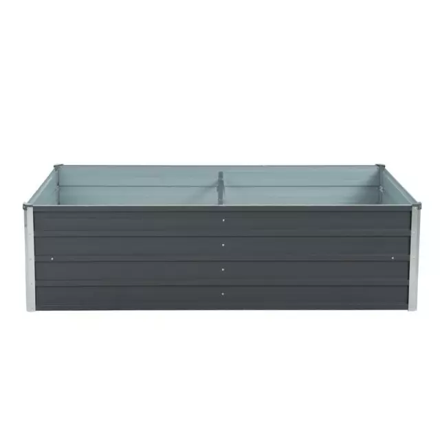 Metall Blumenbeet Hochbeet 160x80x77 cm Grau Pflanzbeet Gemüsebeet Pflanzkasten