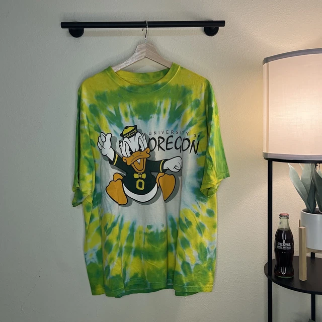 OREGON DUCKS TIE Dye T Shirt Green Donald Duck Size XL 20.00 PicClick