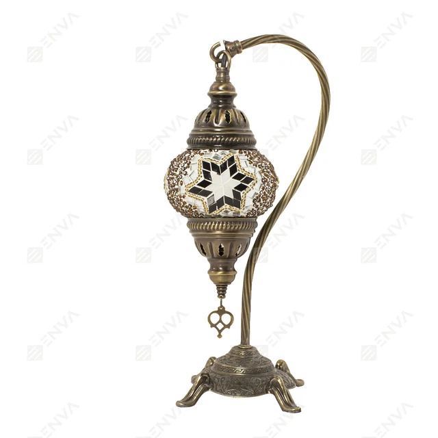 Lampada a collo di cigno Tiffany da tavolo mosaico fatta a mano marocchina turca 2