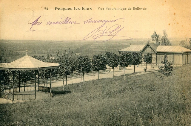 POUGUES LES EAUX map panoramic view of Bellevue Le kiosque