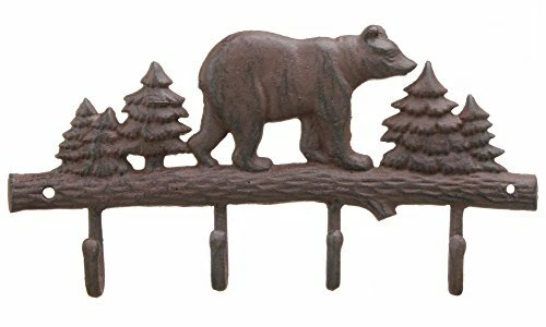 Cast Iron Bear Wall Key Rack Holder 4 Hooks Coat Hook Home Decor