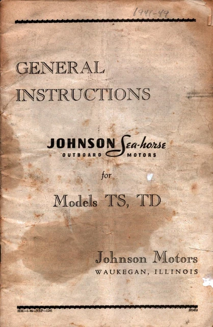 Vintage 1948-49 Johnson  Sea-Horse Models TS HD Catalog Outboard Motor Boat