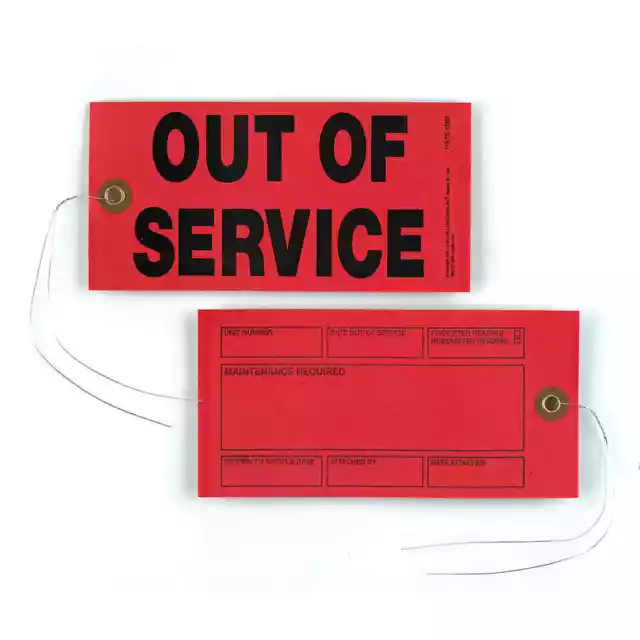 Out of Service Tags 50-pk. - 6.25" x 3.125", Synthetic, 12" Tag Wires Attached