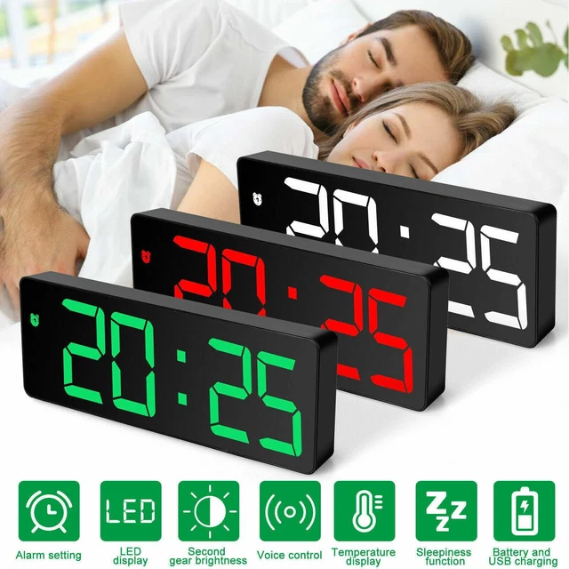 DIGITAL LED DESK Alarm Clock Large Mirror Display USB Snooze