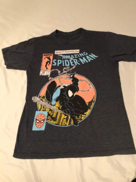 Amazing Spiderman T-Shirt~Special 25th Anniversary Issue~Adult S~Gray~Marvel~EXC