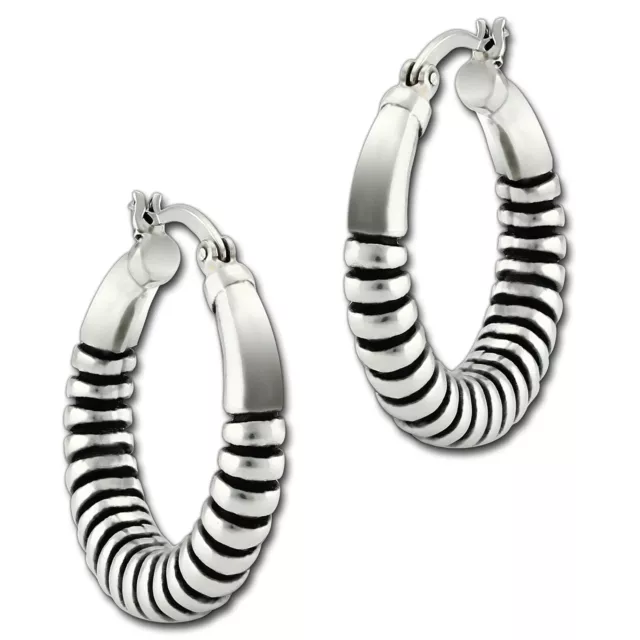 Silberdream Pendientes Aros 925 Plata Genuina Cuerda Mujer Pendientes SDO67222