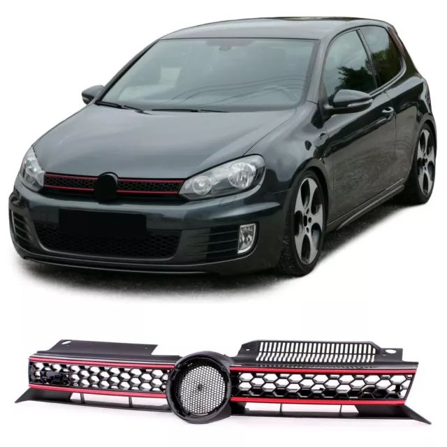 Sport Waben Kühlergrill Schwarz Rot passend für VW Golf 6 auch GTI 08-13