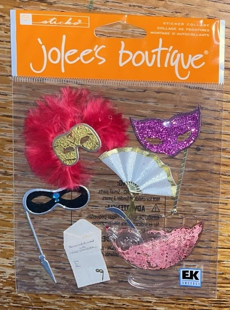 MUY RARO Jolees Baile de Mascaradas 3D Fiesta Máscara Golpe Tazón Fan Invitación Pegatina