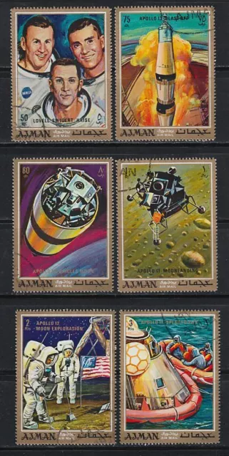 Ajman 1970 used Mi.561/66 A Weltraum Flug Space Flight Apollo 13 Astronauten