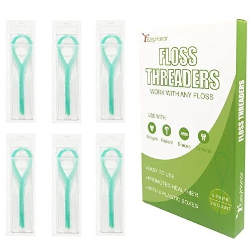 Dental Floss Threaders For Braces Bridges And Implants green 210 Count 6 Pack