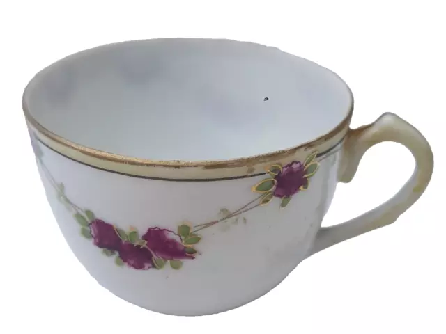 Vintage Japanese  High Tea Cup Pink Roses Gold orphan kutani see through