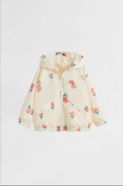 Zara Baby Girl Toddler Tulip Floral Print Raincoat Coat Jacket 2-3 Years BNWT